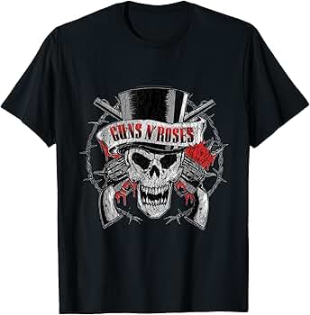 Amazon.com: Guns N' Roses Official Top Hat Skull T-Shirt