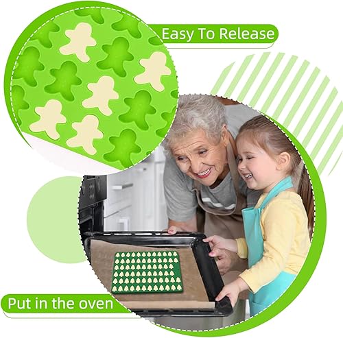 Miniatura 3 de 2 PIEZAS Moldes de Silicona de Navidad, Moldes Mini de Silicona de 70 Cavidades para Árbol de Navidad y 76 Cavidades para Hombre de Jengibre para