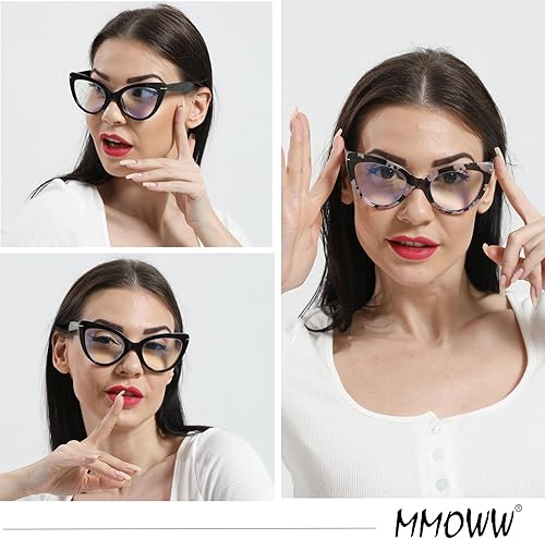 Miniatura 9 de MMOWW Oversized Square Reading Glasses Fashion Cute Blue Light Blocking Computer Readers for Women 3 Pack