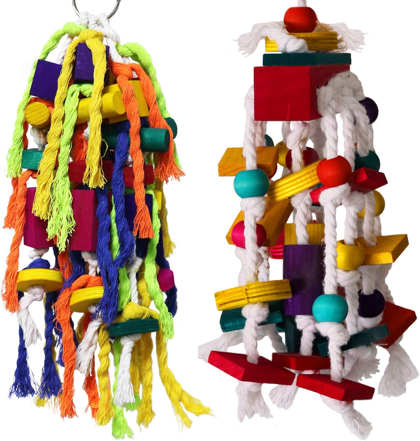 Rypet 2PCS Bird Chewing Toy - Parrot Cage Bite Toys Wooden Block Tearing Toys for Conures Cockatiels African Grey and Other Amazon Parrots