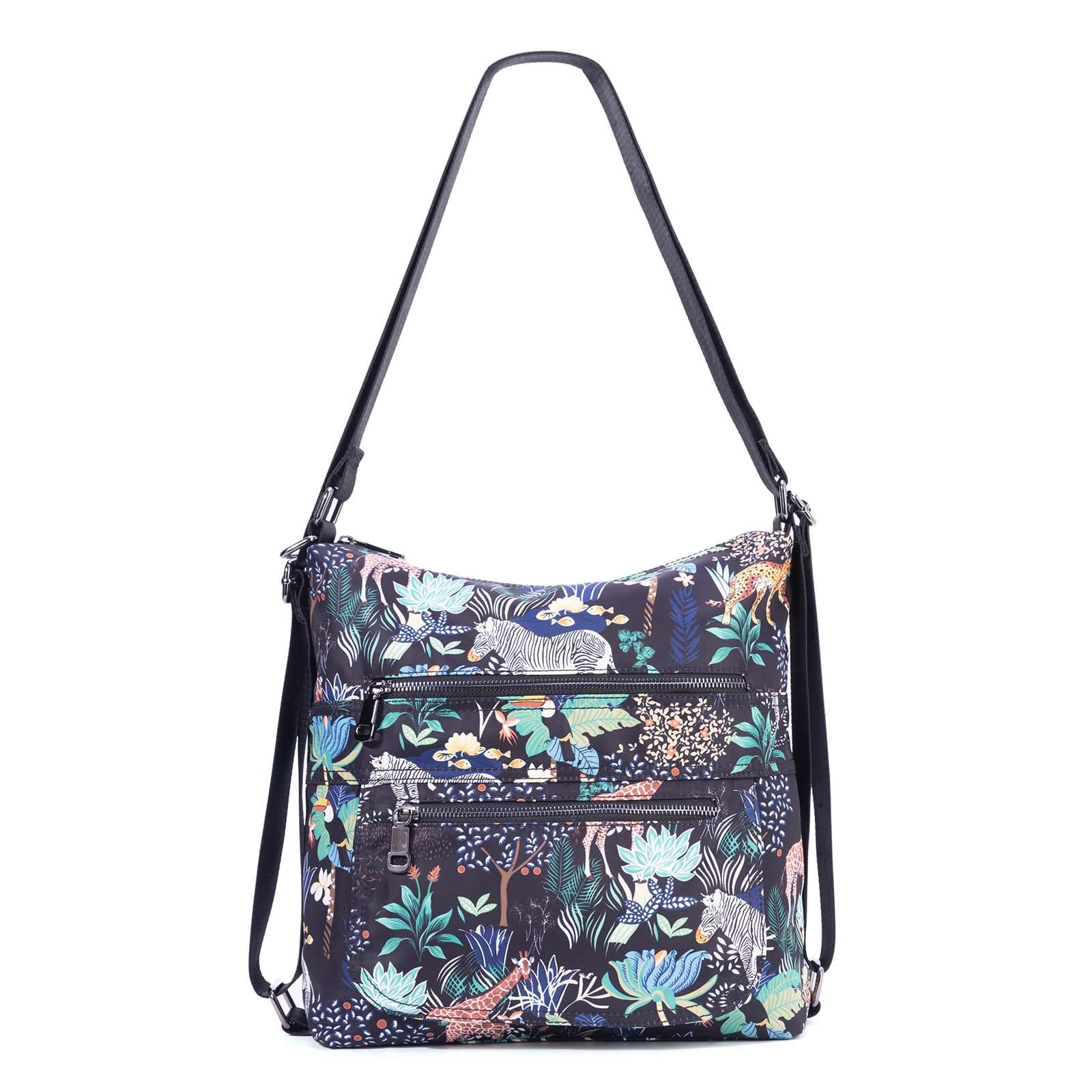 KUAJING Multiple Compartments Large Satchel Handbags Waterproof Nylon Crossbody Bags for Women Adjustable Strap Tote for Ladies(Multicoloured-7)