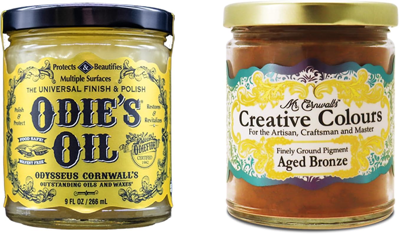 Odie's Oil & Walnut Creative Colour Pigment (9 oz) 2 in 1 - Universal Finish and Stain Kit - Protect, Colour, Beautify