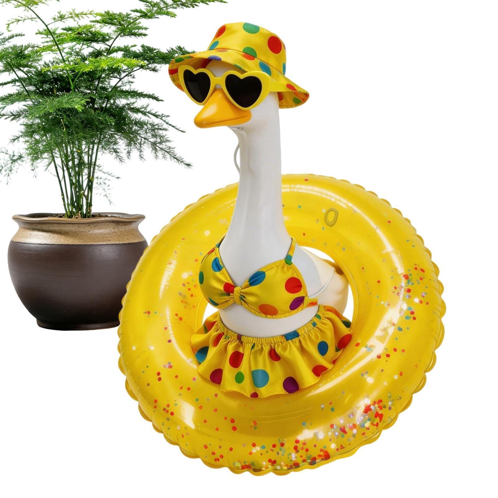 Tenue d'oie de jardin hawaïenne en forme de canard pour déco extérieure
