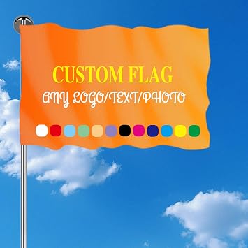 Personalised Flag Custom Flags Professional Printing with Clear Customisable Flags Make Your Own Flag with Photo/Logo/Text for Garden Single Sided/Double Sided (2x3ft/3x5ft/4x6ft/5x8ft)