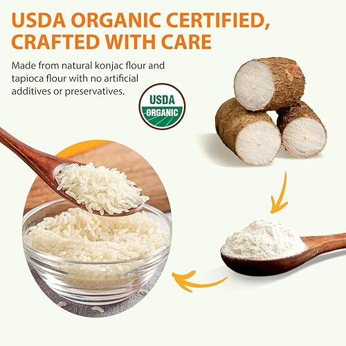 Miniatura 4 de Soeos Arroz Konjac orgánico, 8.8 oz (250 g) cada uno), alternativa de arroz a base de plantas, de cocción rápida, básico de despensa para salteados,