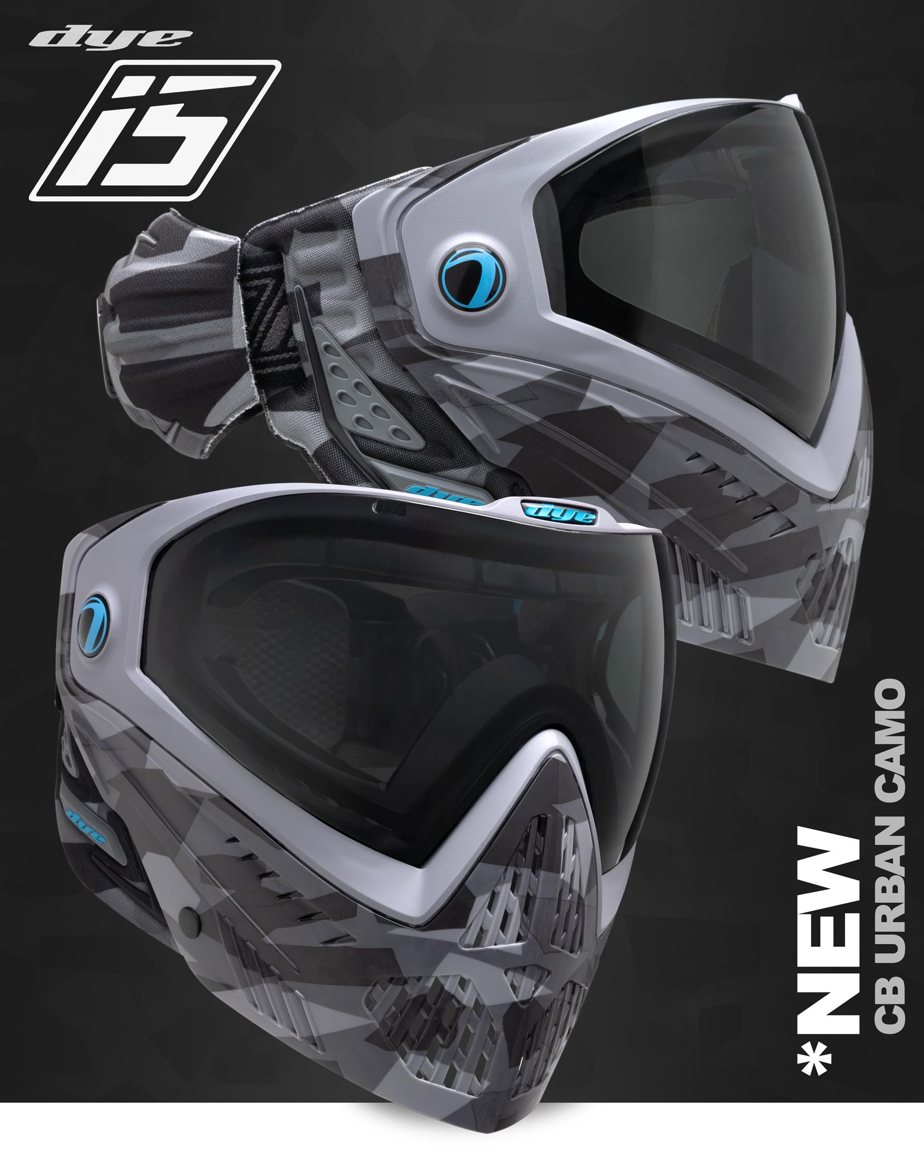 Dye i5 - Gafas de paintball - Lente térmica antivaho, correa GSR Pro, orejas formadas por compresión - Protección facial de nivel profesional