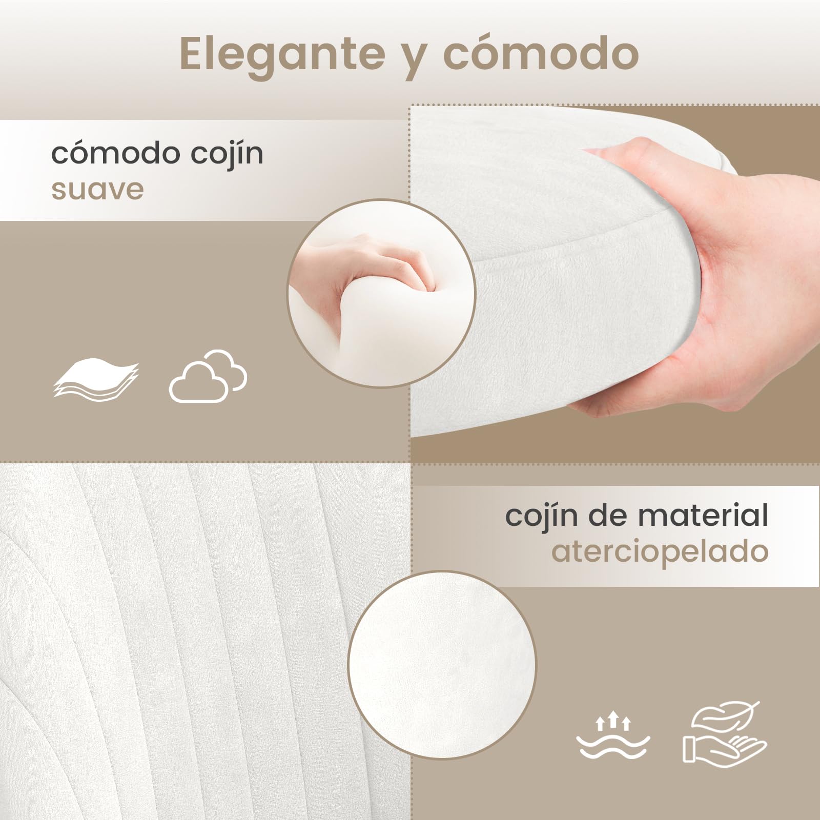 naspaluro Silla De Oficina En Casa, Silla De Escritorio, Silla Tocador Regulable En Altura, Resistente Terciopelo Transpirable, para Estudio, Dormitorio, Estudio (Beige, Small)