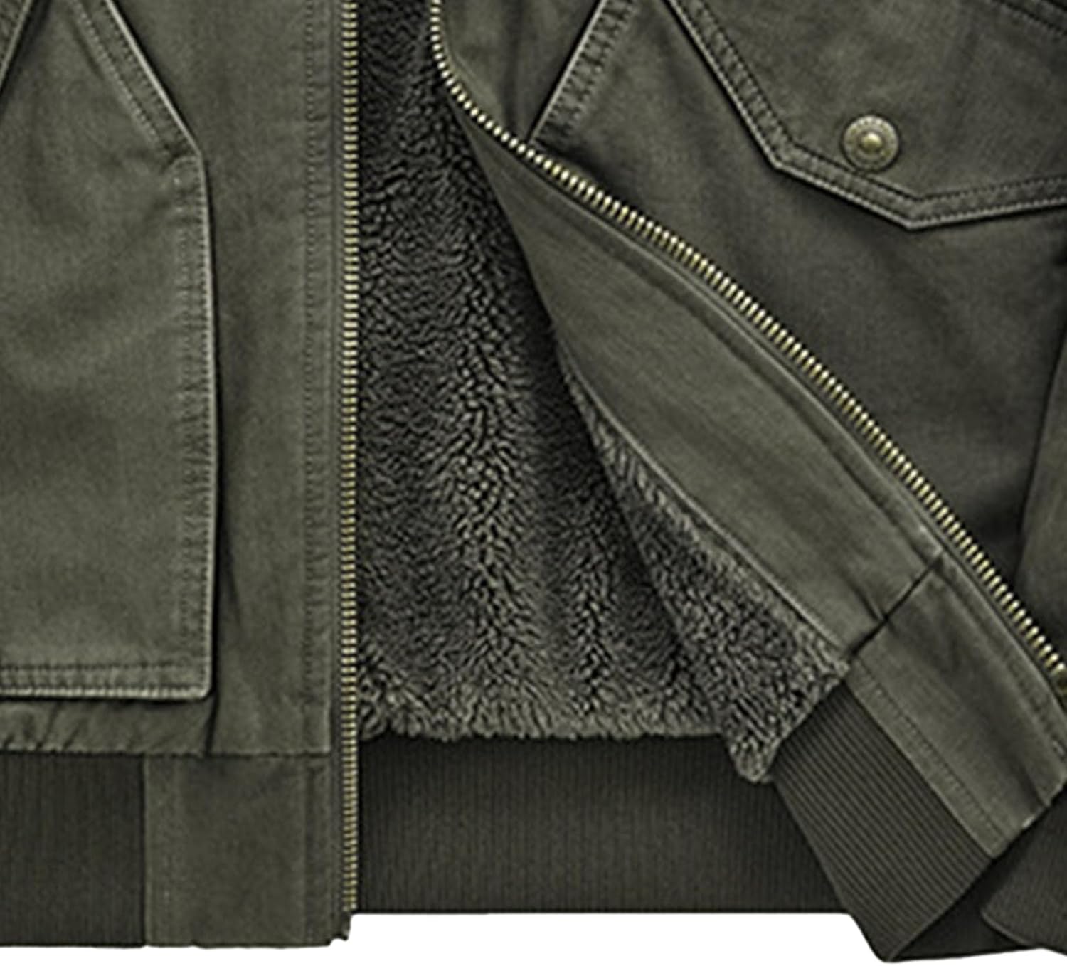 Men's Sherpa Lined Bomber Jacket Thick Trucker Lapel Thermal Outwear Cargo Winter Warm Fleece Lined Coat