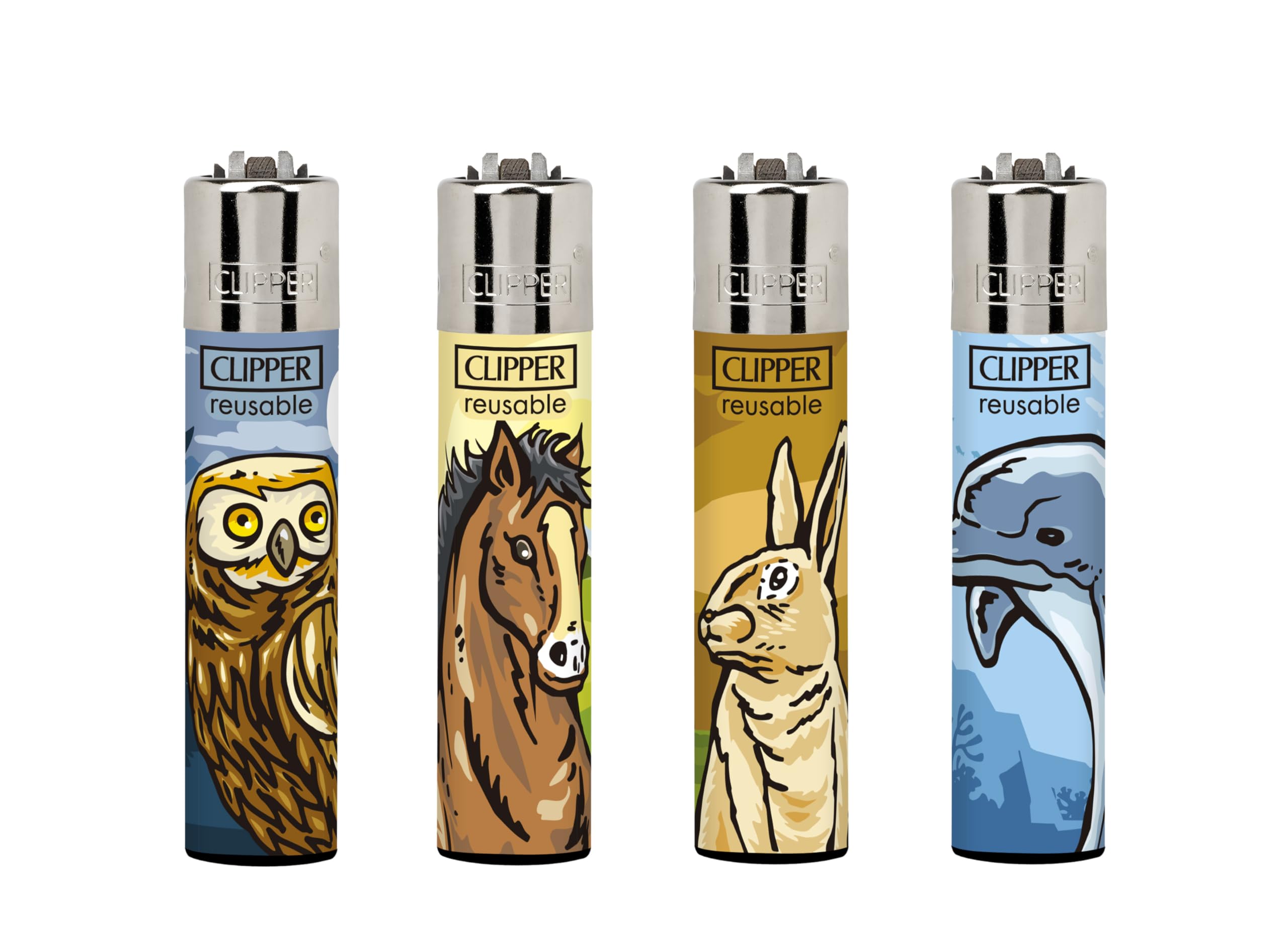 4 x Clipper Lighters - OPEN MIND - Gas Lighter Refillable You get all 4 NEW ( OPEN MIND )