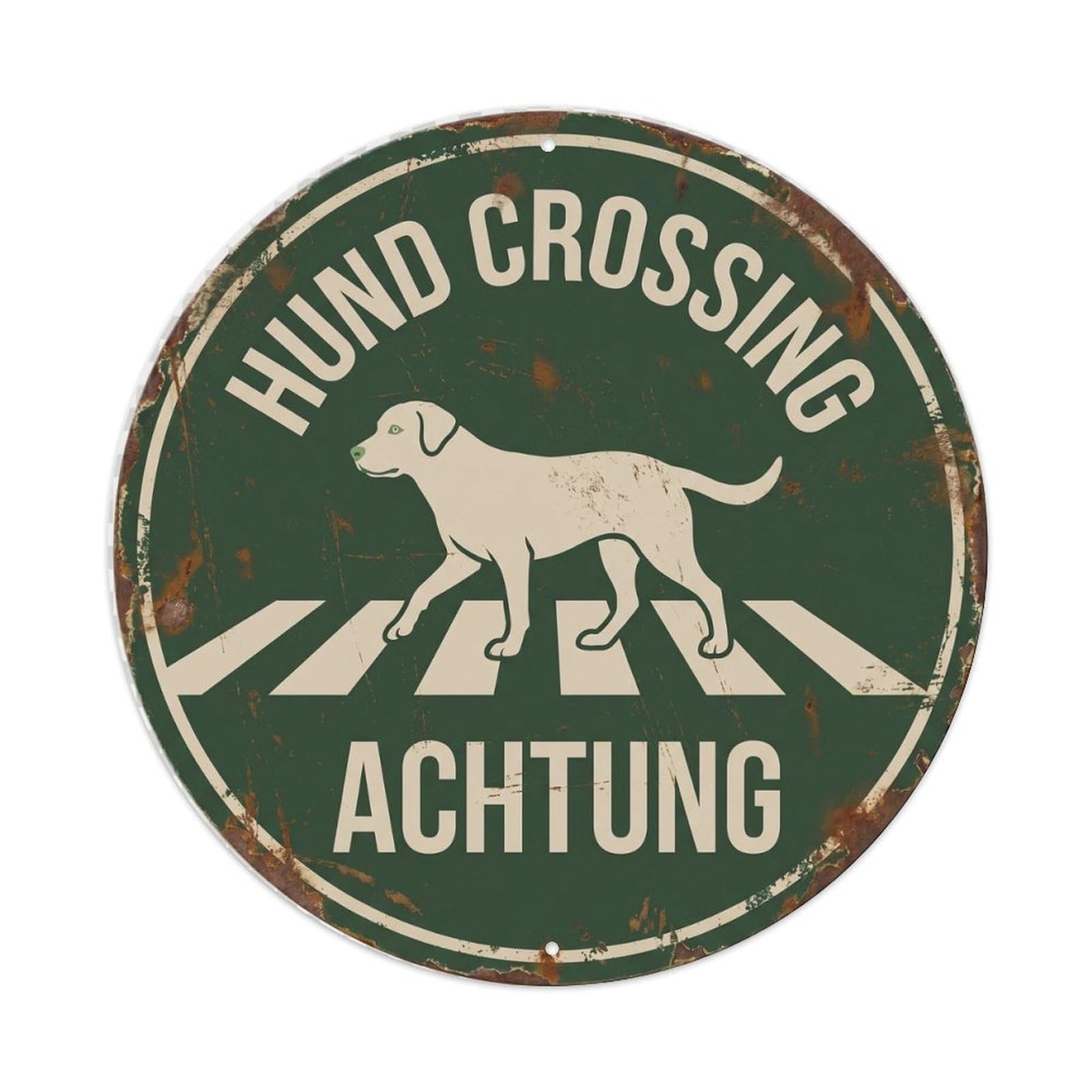 Metal Tin Sign Hund Crossing Achtung Countryside