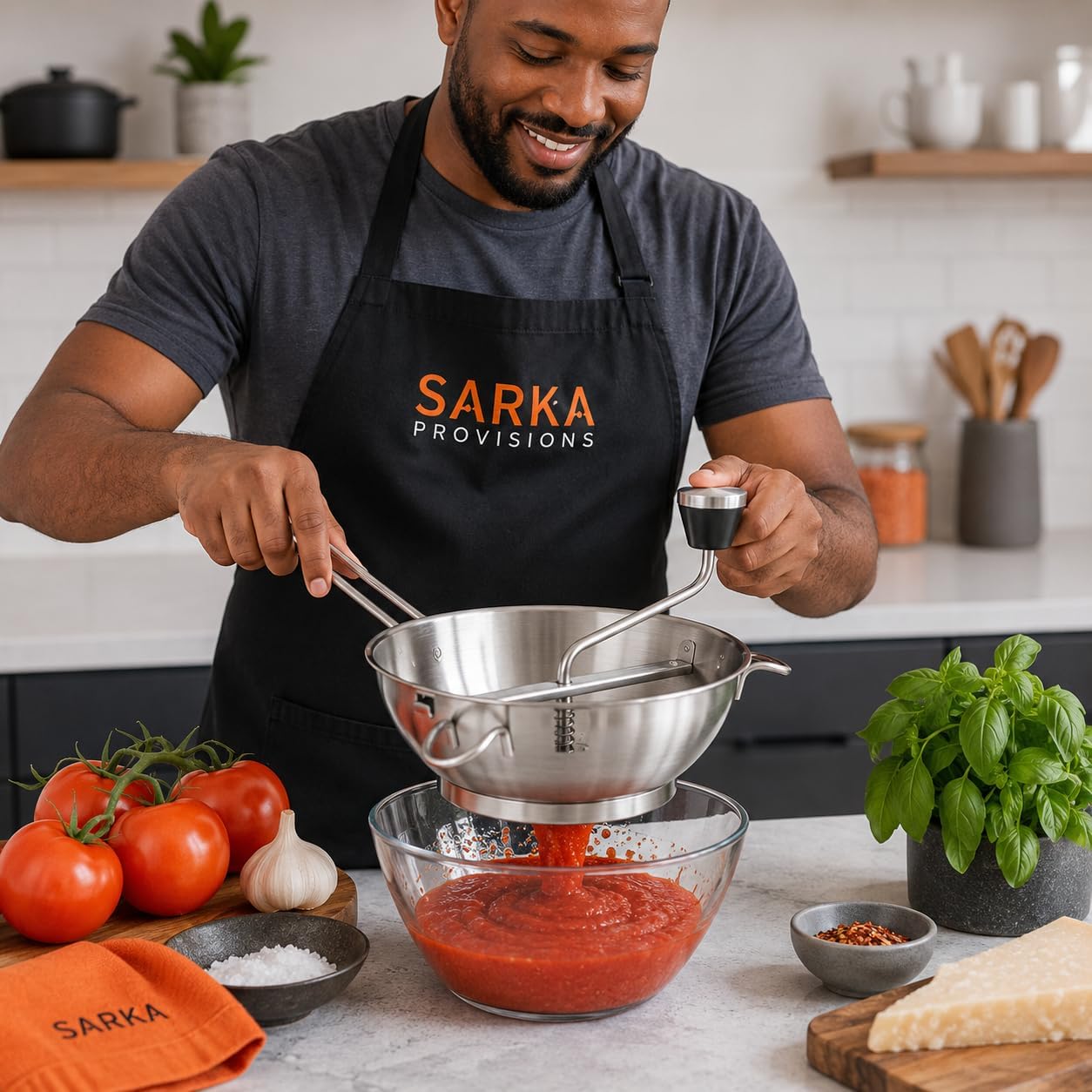 Premium Stainless Steel Food Mill with 3 Interchangeable Discs - Ergonomic Rotary Hand Crank Food Strainer for Tomato Sauce, Applesauce, Baby Food, Mashed Potatoes, Purees, Soups & Canning