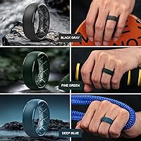 Vista 69 de Egnaro Anillos de boda de silicona para hombre: 1/4/6/7 Multipack de anillos de boda de goma con arco interior Diseño ergonómico transpirable