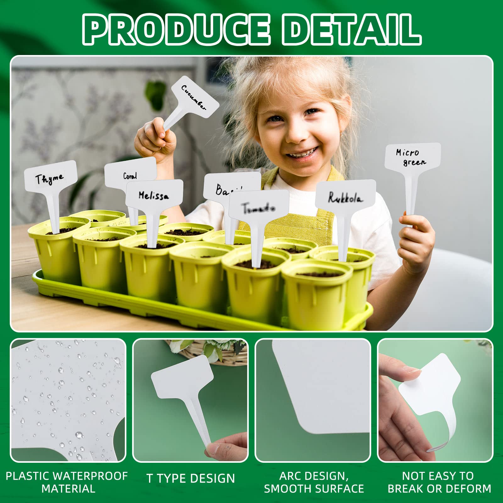 Wesiti Lot de 2 000 étiquettes en plastique de type T - 6 x 10 cm - Marqueurs imperméables pour plantes d'extérieur - Marqueurs de jardin - Étiquettes de nom de plante pour semences, jardinage,