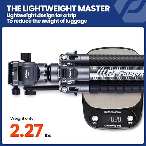 Miniatura 2 de Fotopro X-Aircross 3 Lite Video - Trípode ligero para cámara de viaje de 64 pulgadas con cabezal fluido, 2.27 libras, ultra ligero, portátil,