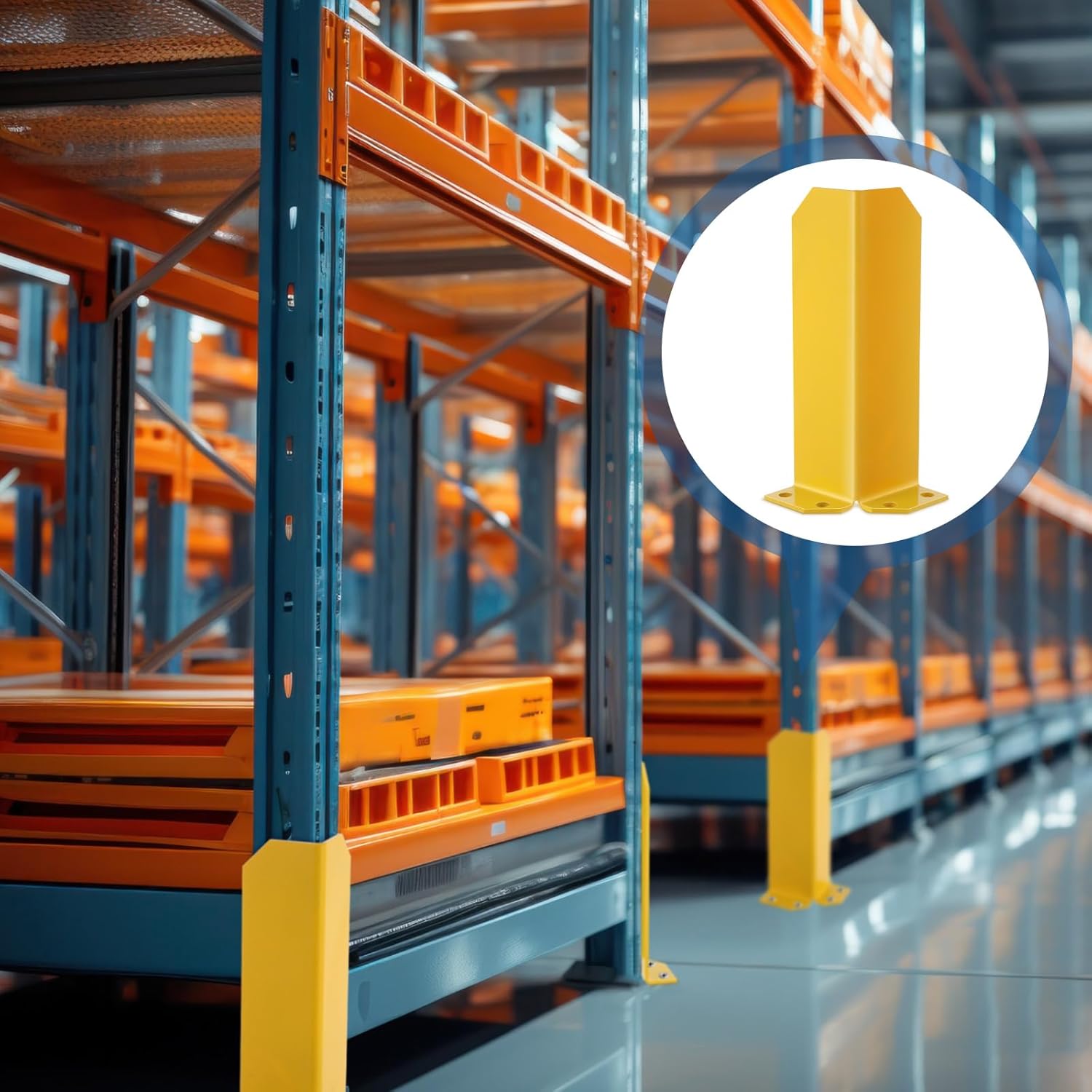 Zonon 2 Pcs 12 Inch Pallet Rack Post Protectors Safety Yellow Steel Pallet Rack Guard Frame Edge Protectors (Yellow)