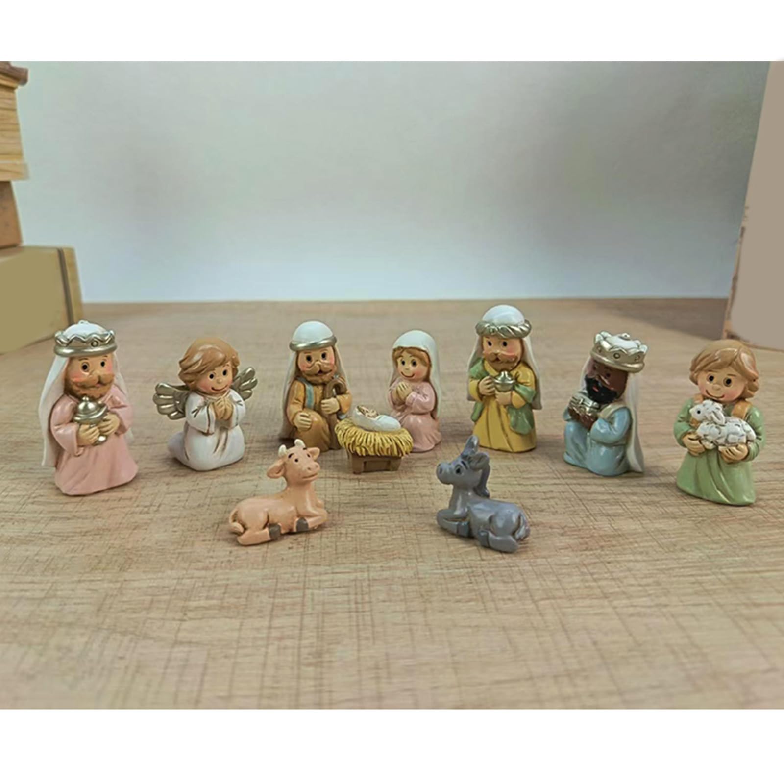 Presepe di Natale statuette in resina scena stabile Sacra Famiglia Decori da collezione Figura da tavolo Ornamento Figurine