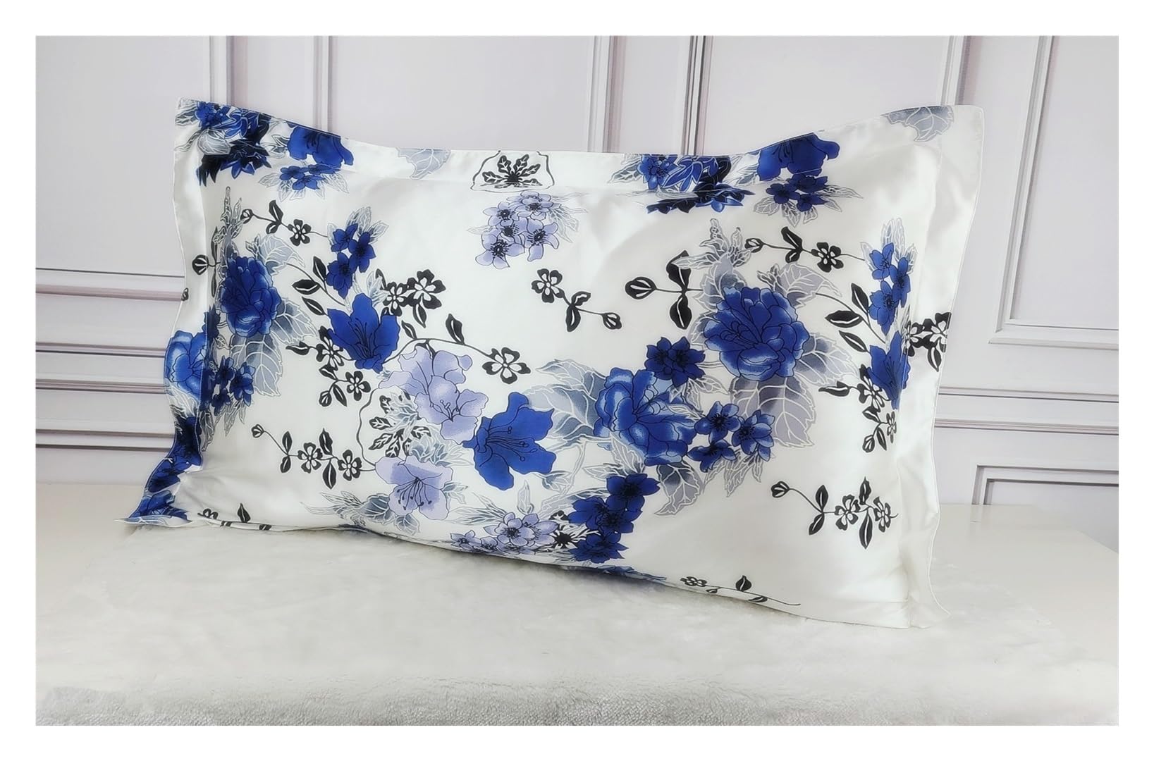Silk Pillowcase 1pc Silk 19mm Satin Silk Printed Pillowcases Pillow Cases Envelope Closure Standard Queen King(7,51x66cm)