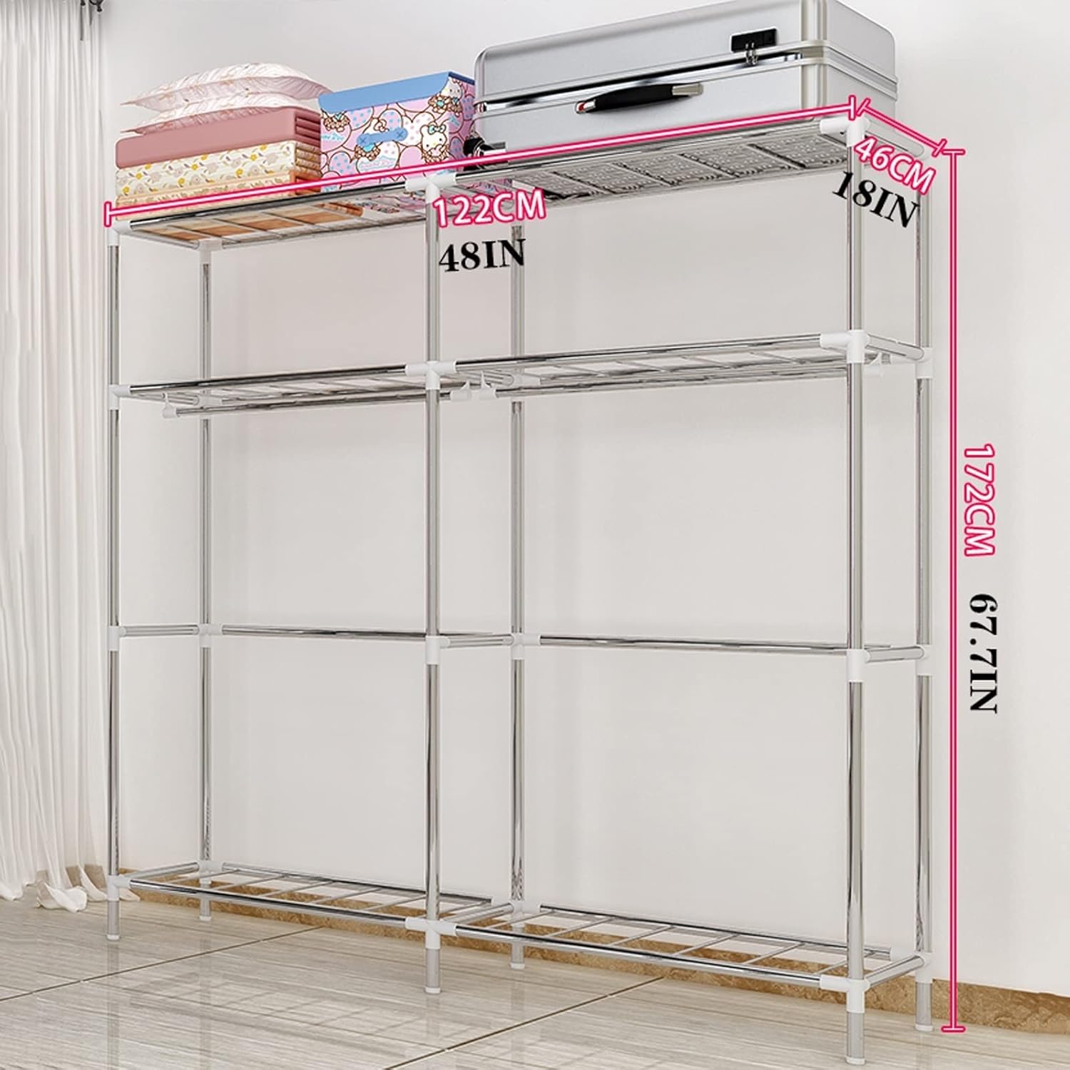 Portable Closets Clothes Wardrobe Fabric Clothes Locker Wardrobe Portable Wardrobe Organizer Portable Clothes Wardrobe Thickened Steel Pipe Easy to Assemble (Color : A)