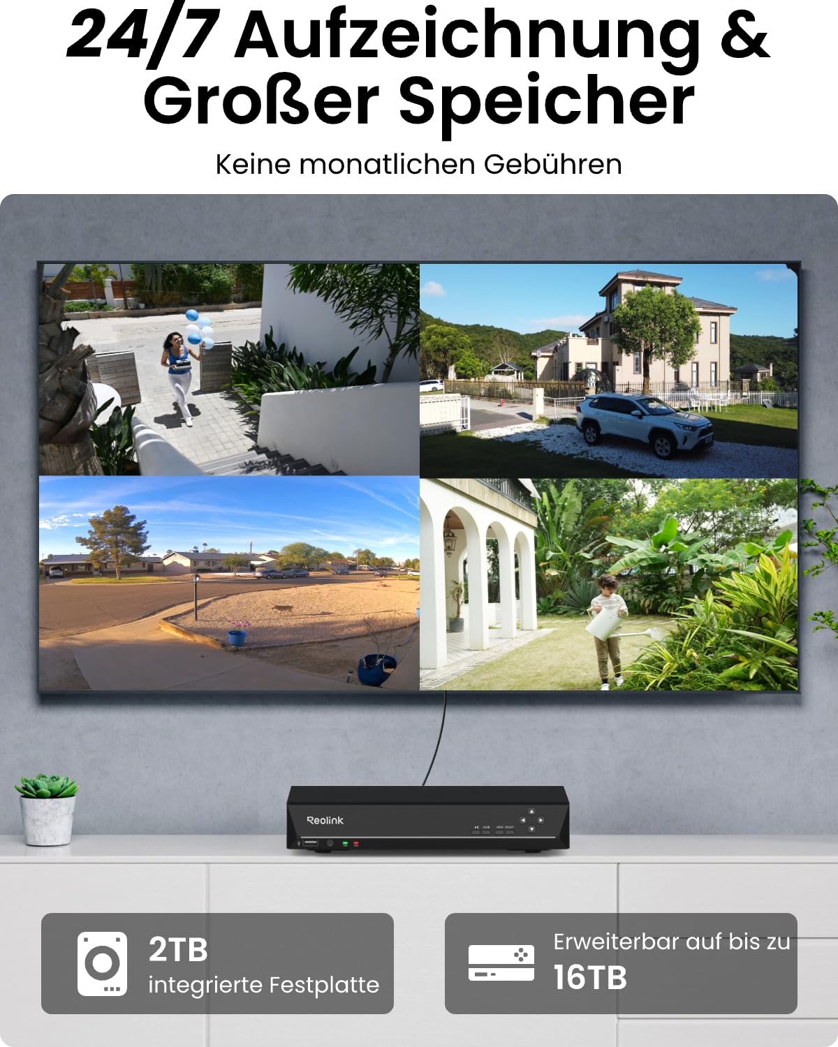 Reolink 4K PoE Überwachungskamera Aussen Set, 8CH 2TB HDD NVR, RLK8-800B6 | 6X 8MP PoE IP Outdoor Kamera mit Smarter Personen-/Fahrzeug-/Tiererkennung, 24/7 Videoüberwachung, 30M IR Nachtsicht