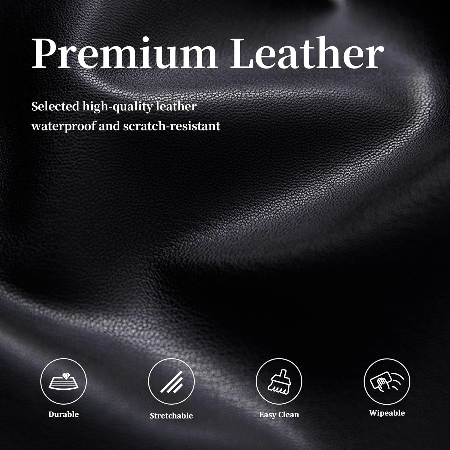 Pu Leather Dining Chair Covers set of 6, Waterproof Kitchen Chair Covers for Protecting Chairs from Stain/Scratch, Soft & Elastic Parsons Chair Slipcover Well-Fitted for Dinning Room(Black, 6Pcs)