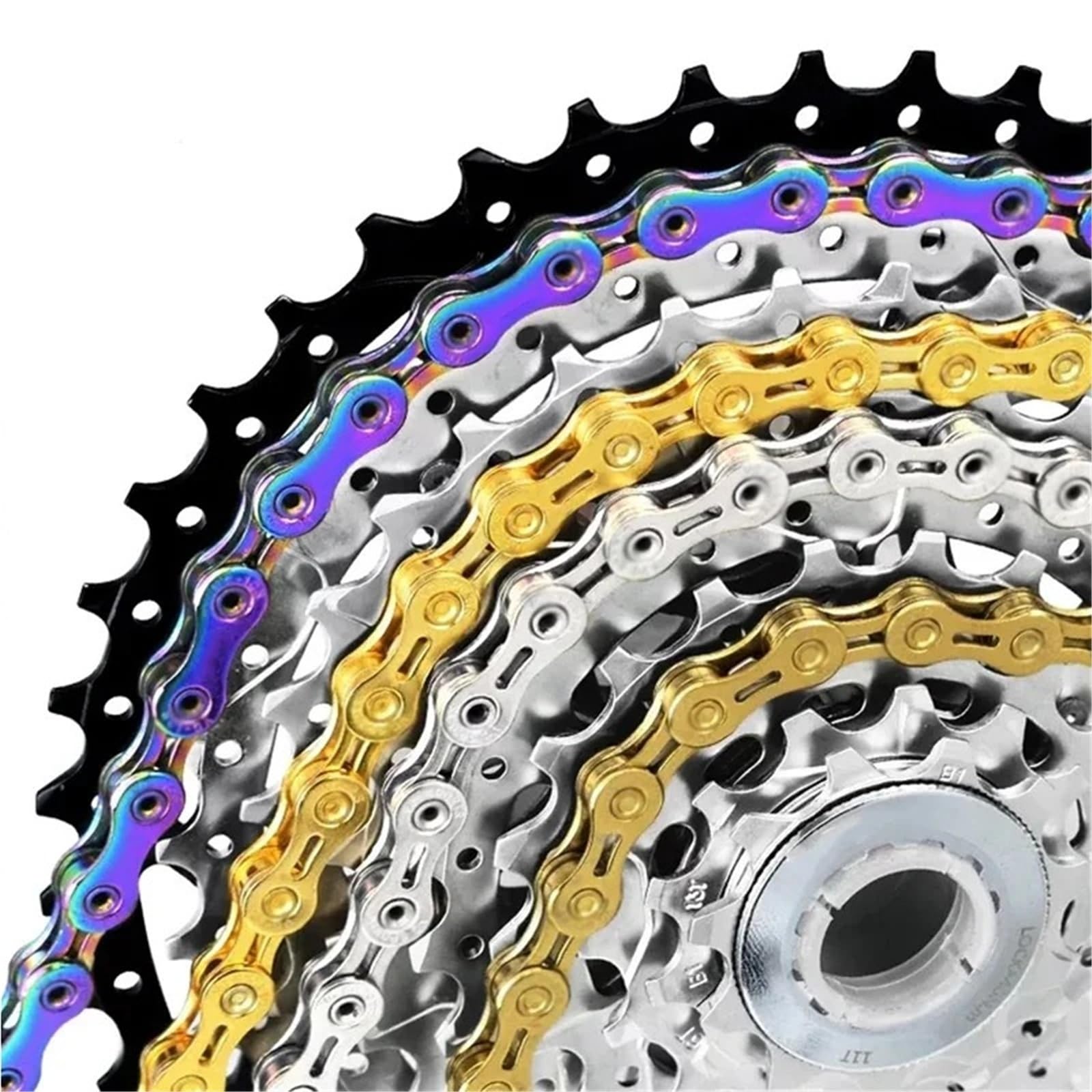 Compatibile con la catena generica for bici da 8-12 velocità | 116 collegamenti Ti-N Rainbow con Quick Link MTB Road(11S Rainbow)