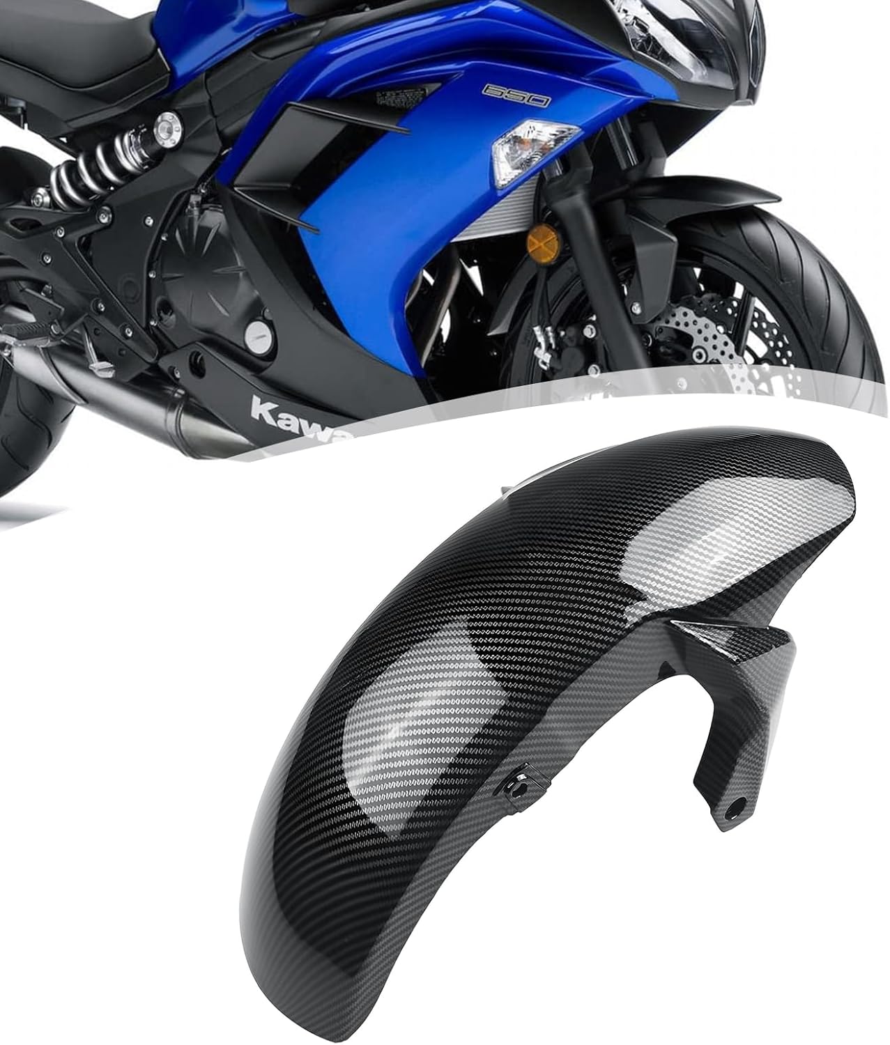 Front Fender,Tire Hugger Fairing Cover For Kawasaki Ninja 650 Z650 ER6F ER6N 2012-2016, Motorcycle Mudguard Protector Splash Guard Fit Fairings Kit Parts (Gloss Black)