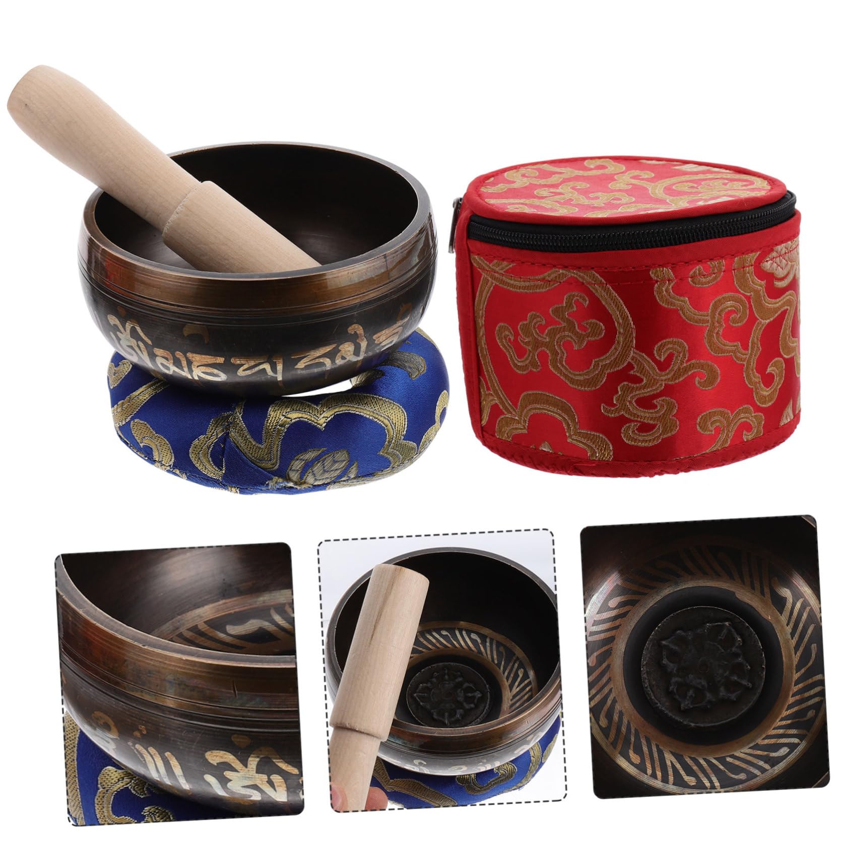 Bol Chantant Tibétain 1 Set avec Maillet Bois, Coussin et Boîte