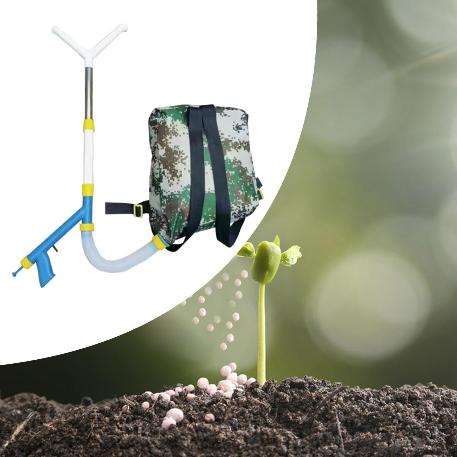Fertilizante Sprayer de Mano con Mochila Y Bolsa Espaciosa Esparcidor Portátil Granulado para Fertilizar Jardín Y Dispensador Manual de a, Acero Inoxidable
