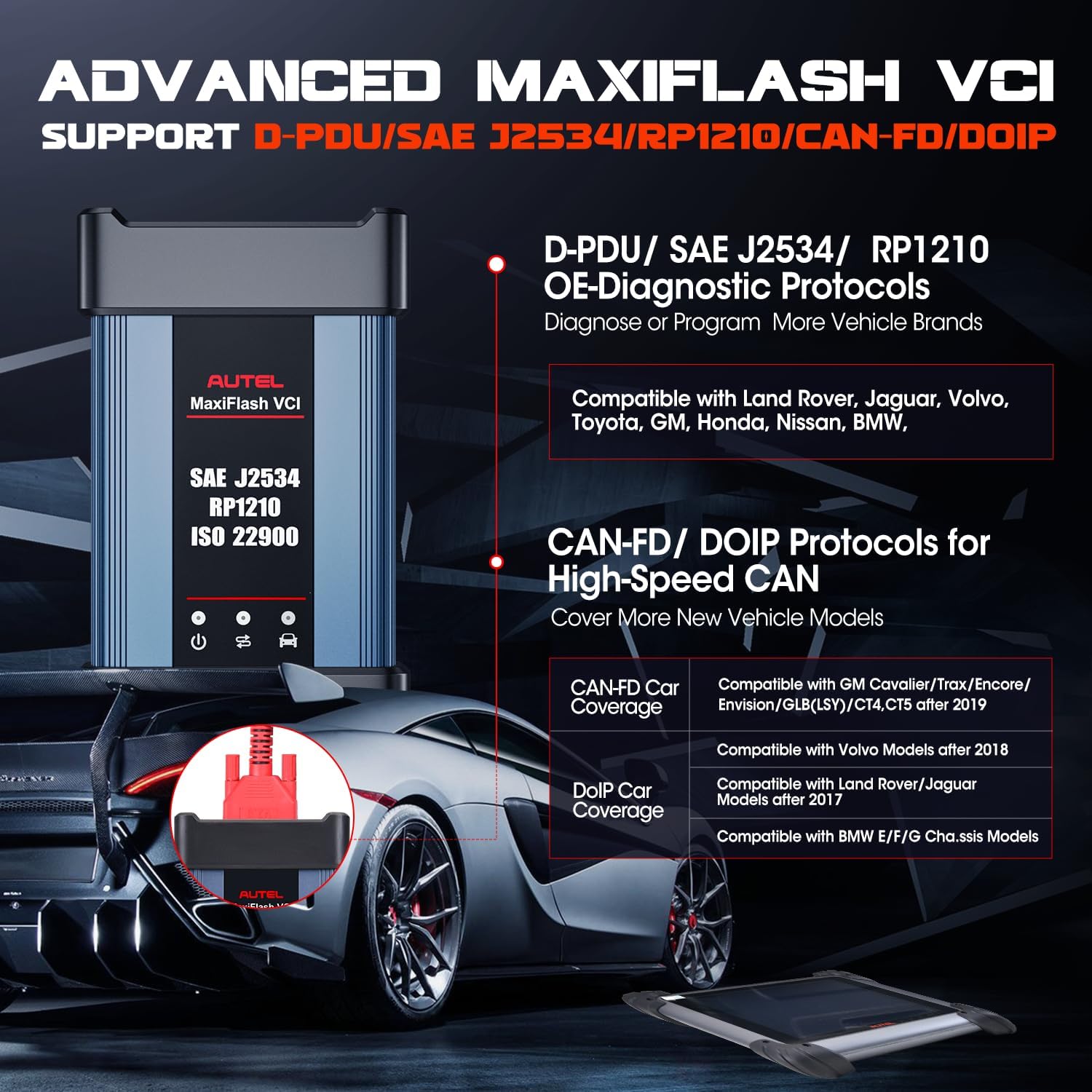 Autel J2534 Pass-Thru Programmer, 2026 MaxiFlash VCI OEM Programming & Diagnostic Tool 2.0V of MaxiFlash Elite, SAE J-2534 CAN FD DoIP D-PDU RP1210, Work with OE Tools & MaxiSYS Elite II PRO MS909