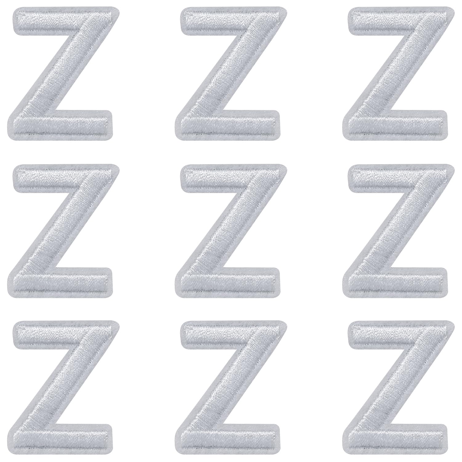 IANZE 9PCS Iron on Letter Patches, White Letter Z Patches Embroidered Letter Patch for Clothing, Jeans, Hats, T-Shirts, Backpacks, Etc. (White-Z)