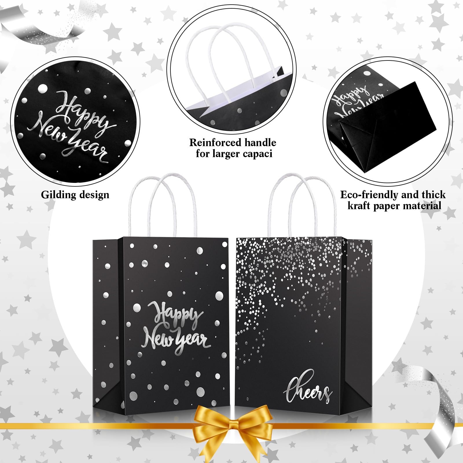 Amazon.com: Locmeo 60 Pcs Happy New Year Gift Bags with Handles