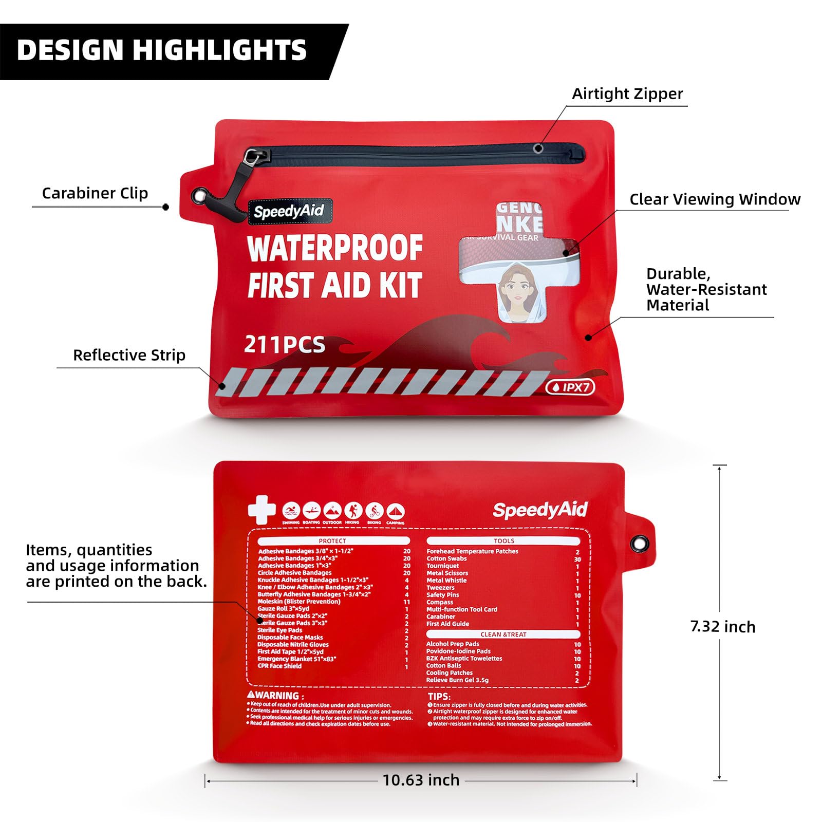 211 PCS Waterproof First Aid Kit, Emergency Supplies for Hiking & Boating — Amazon image 2