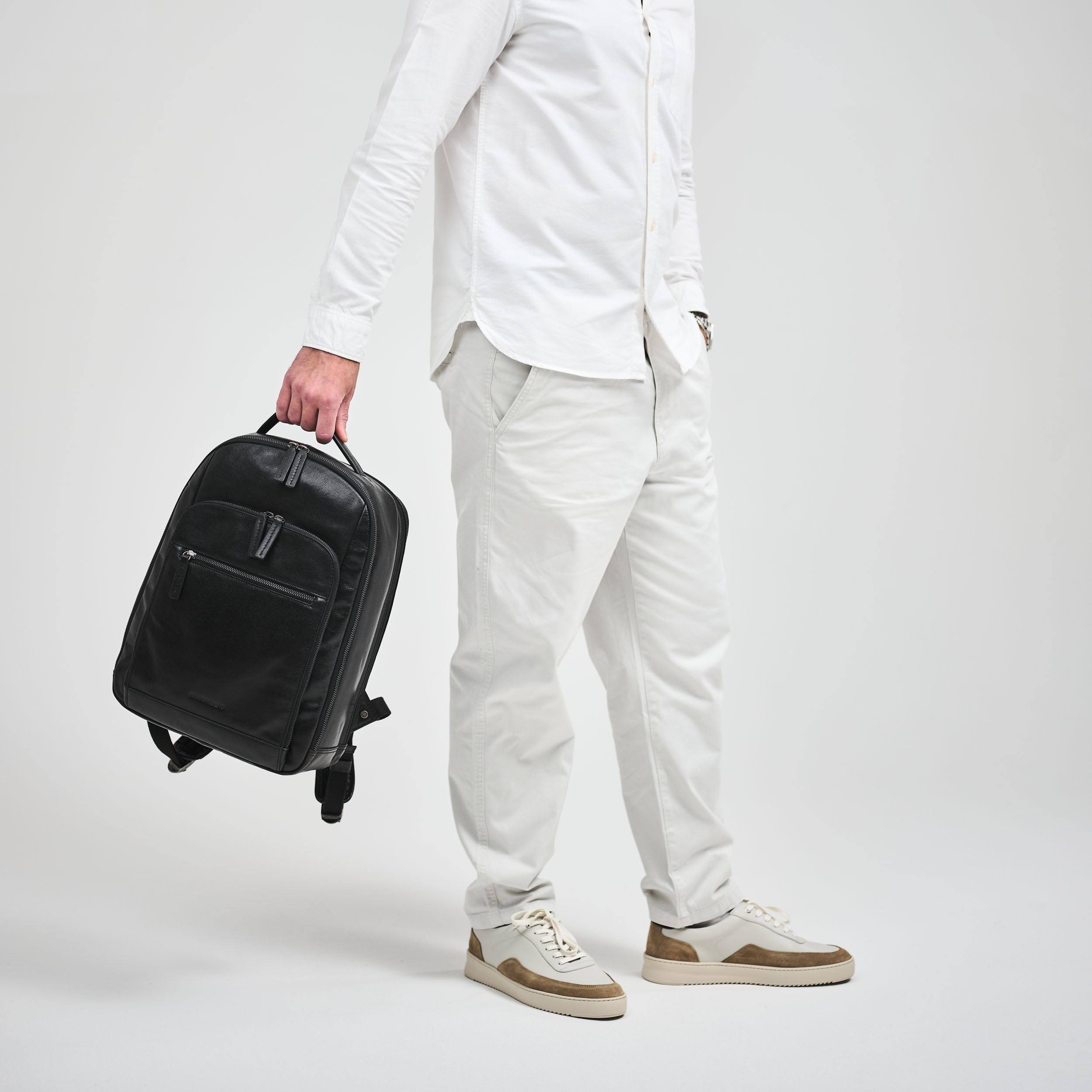 DRAKENSBERG Leder 16" Business Rucksack Frederico' luxuriöse Laptoprucksack für Büro, Arbeit und Reise, 20L - Schwarz, DR00547
