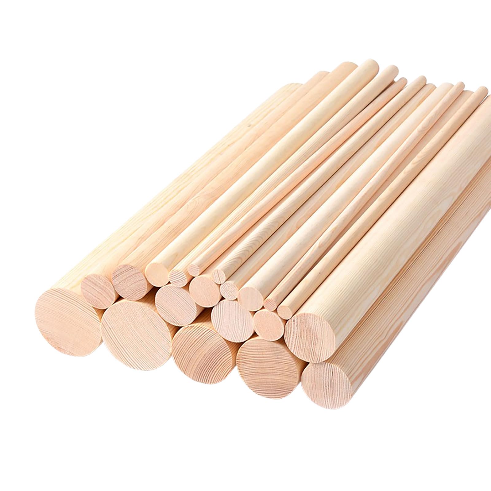 4 szt. nieobrobionych kołków z drewna sosnowego, długość 20 cm, różne rozmiary (średnica 1-6 cm) do majsterkowania, projektów domowych i artykułów artystycznych(1.2cm)