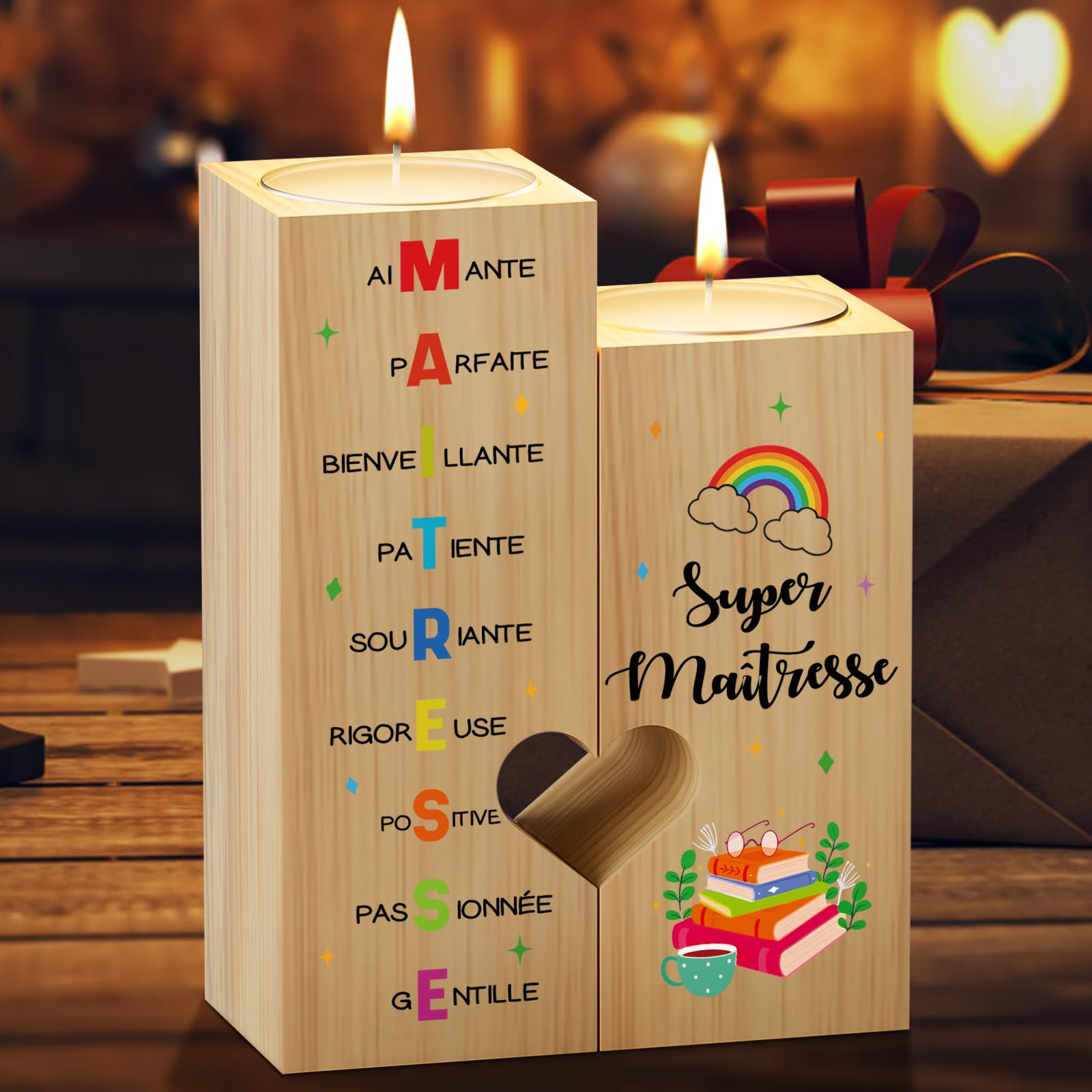 Cadeau Maitresse d'école Fin d'année, Candélabre Merci Meilleur Cadeaux Les Femmes Professeur Anniversaire Graduation Noel Idee