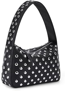 YFGBCX Studded Purses Black Shoulder Bag Y2K Purse for Women Handbag Soft Leather Fall Purse