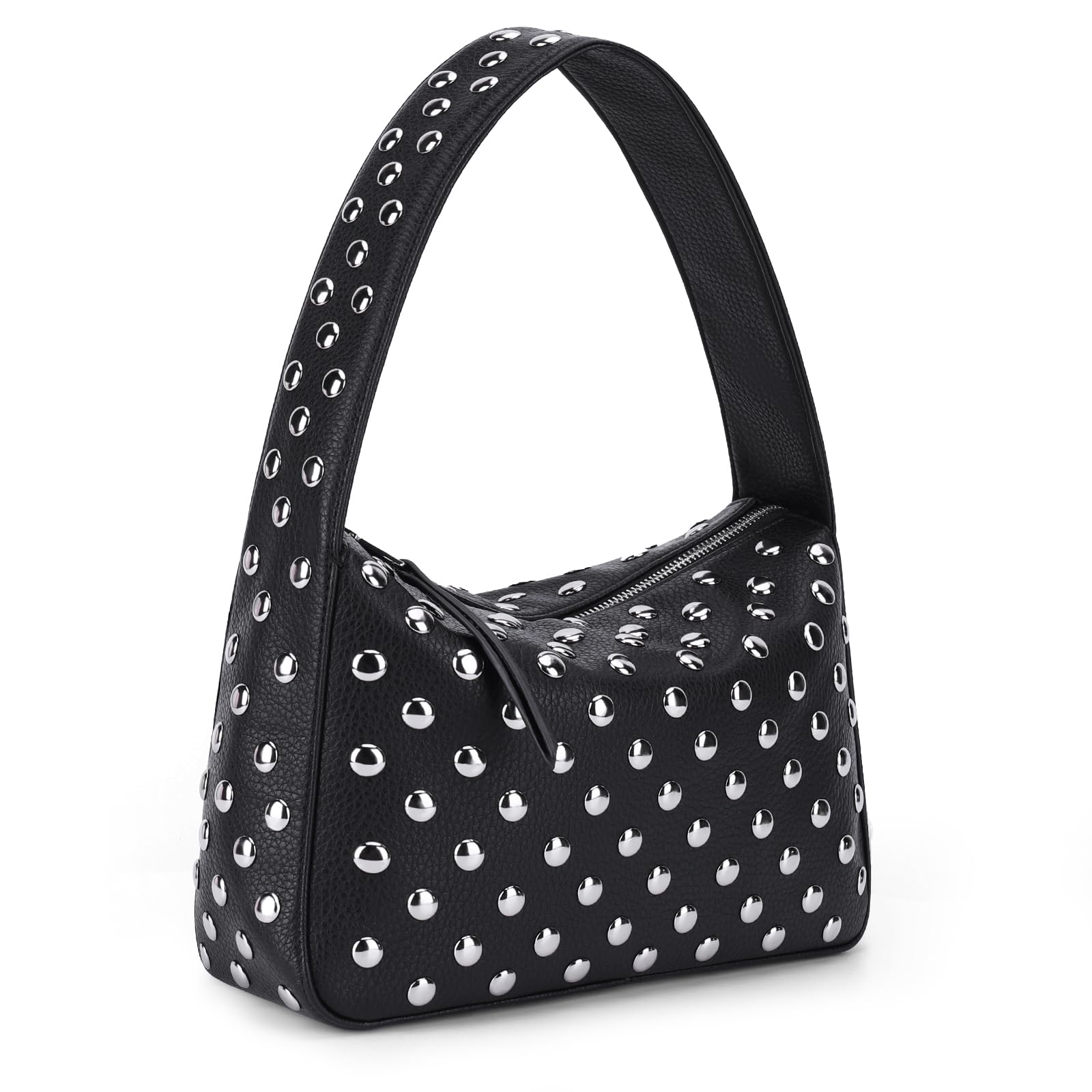 Studded Purses Black Shoulder Bag Y2K Purse for Women Handbag Soft Leather Fall Purse