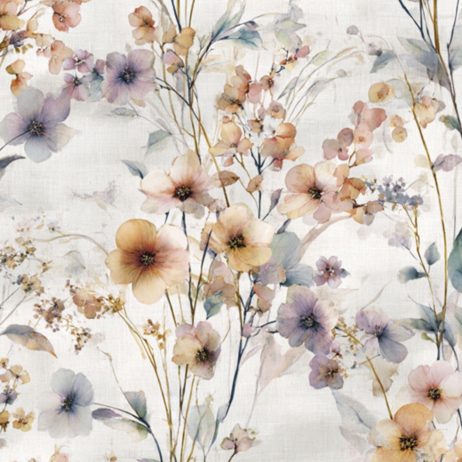 DERUINVAIO Self Adhesive Feature Removable Elegant Handcrafted Watercolor Floral Peel and Stick Vinyl Wallpaper Roll, Sticky Lining Paper for Bedroom, Living Room, Kitchen Walls