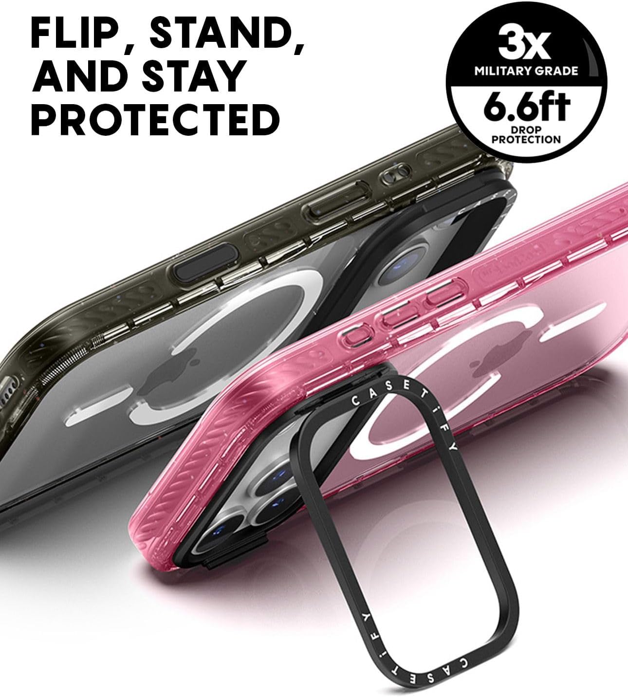 CASETiFY Impact Ring Stand iPhone 17 Pro Max Case [Kickstand/Compatible with Magsafe / 6.5 ft. 3X Military Grade Drop Protection] - Pink - Image 6