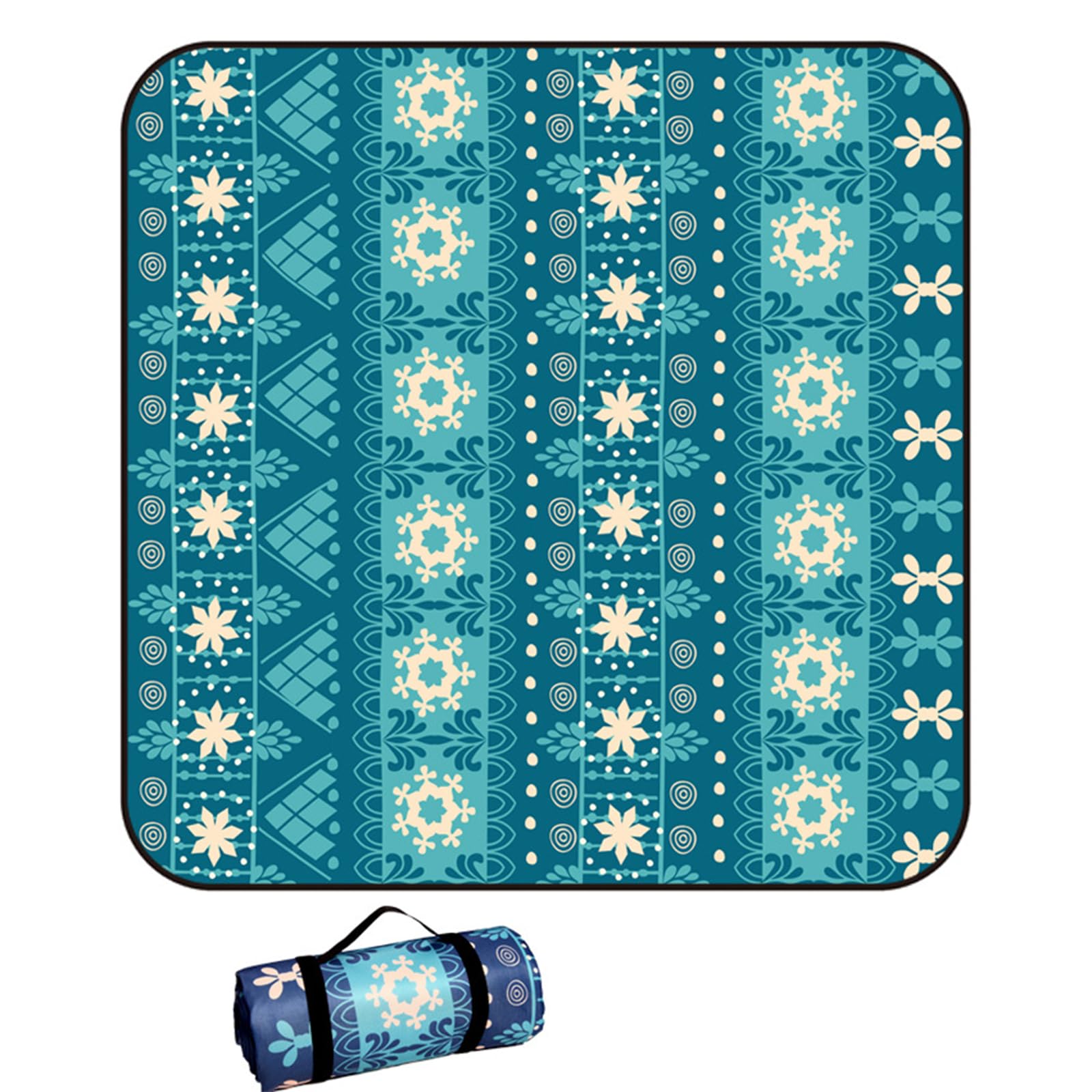 Manta de picnic extragrande de 300 x 300 cm, 3 capas de papel de aluminio grueso e impermeable, lavable a máquina, ideal para camping, parque, jardín, tamaño grande, 200 x 200 cm