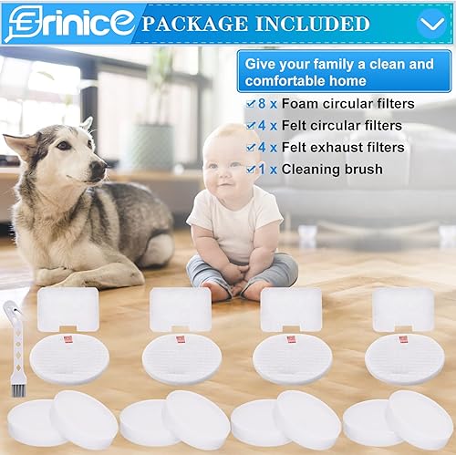 Miniatura 7 de Filtro de repuesto para aspiradora vertical giratoria Shark Navigator NV22 NV22L NV22S NV26 NV27 UV400 parte, 8 espuma + 4 filtros circulares de