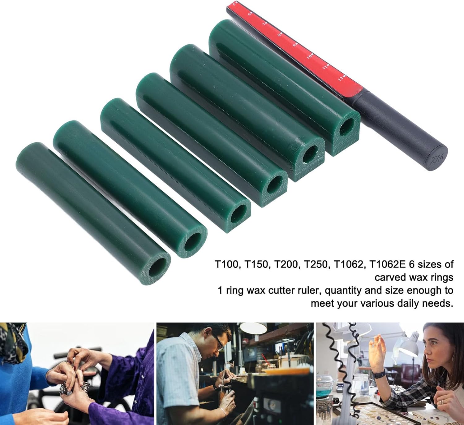 6Pcs Carving Ring Wax Set with 1 Cutter Ruler, Round Wax Tool for Jewelry Ring Casting Handicrafts Ring Wax Making Kit Jewelers Wax Ring Carving Tool Kit