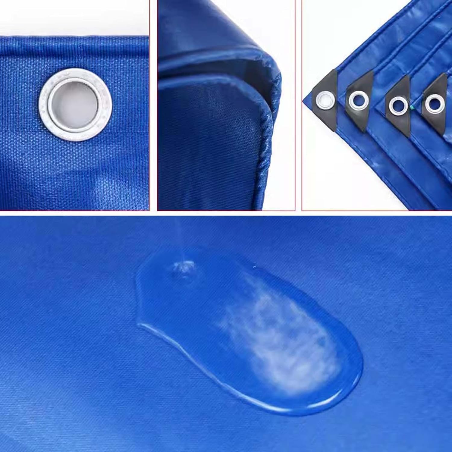 Heavy Duty Waterproof Tarps 6.6x4.9ft, Thick Tarpaulin PVC, Waterproof Tarp with Grommets, Waterproof Tarpaulins, Rainproof, 500g/1m², One Hole per Meter, for Car Boat Camping
