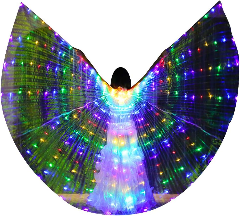 MISI CHAO LED Isis Wing - Belly Dance Light Up Wing Party Club Wear with Flexible Sticks for Women