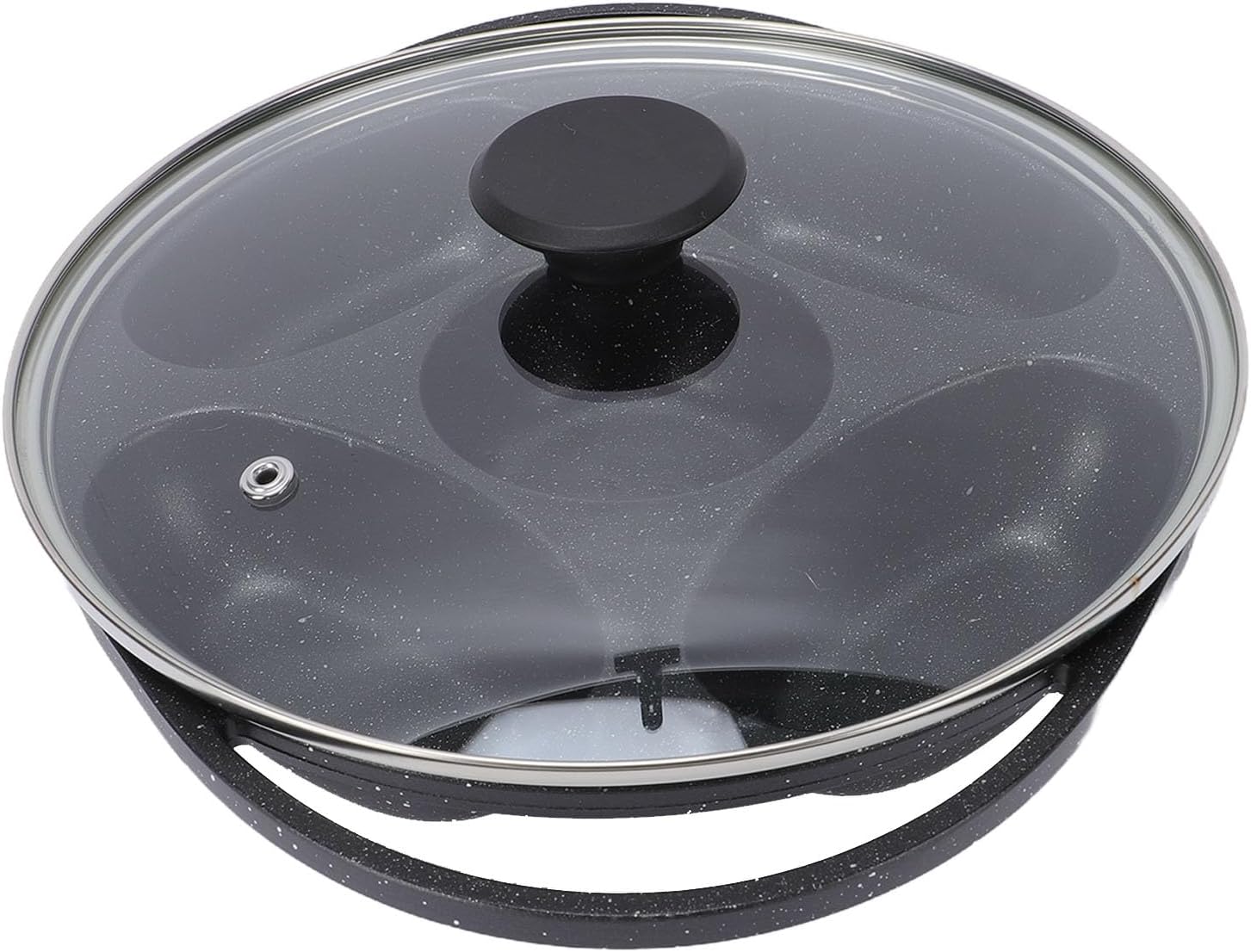 5-Cavity Nonstick Cake Pan with Lid, Aluminum Alloy Mini Pancake Pan for Even Heating, Dual Handle Baking for Muffins & Cupcakes