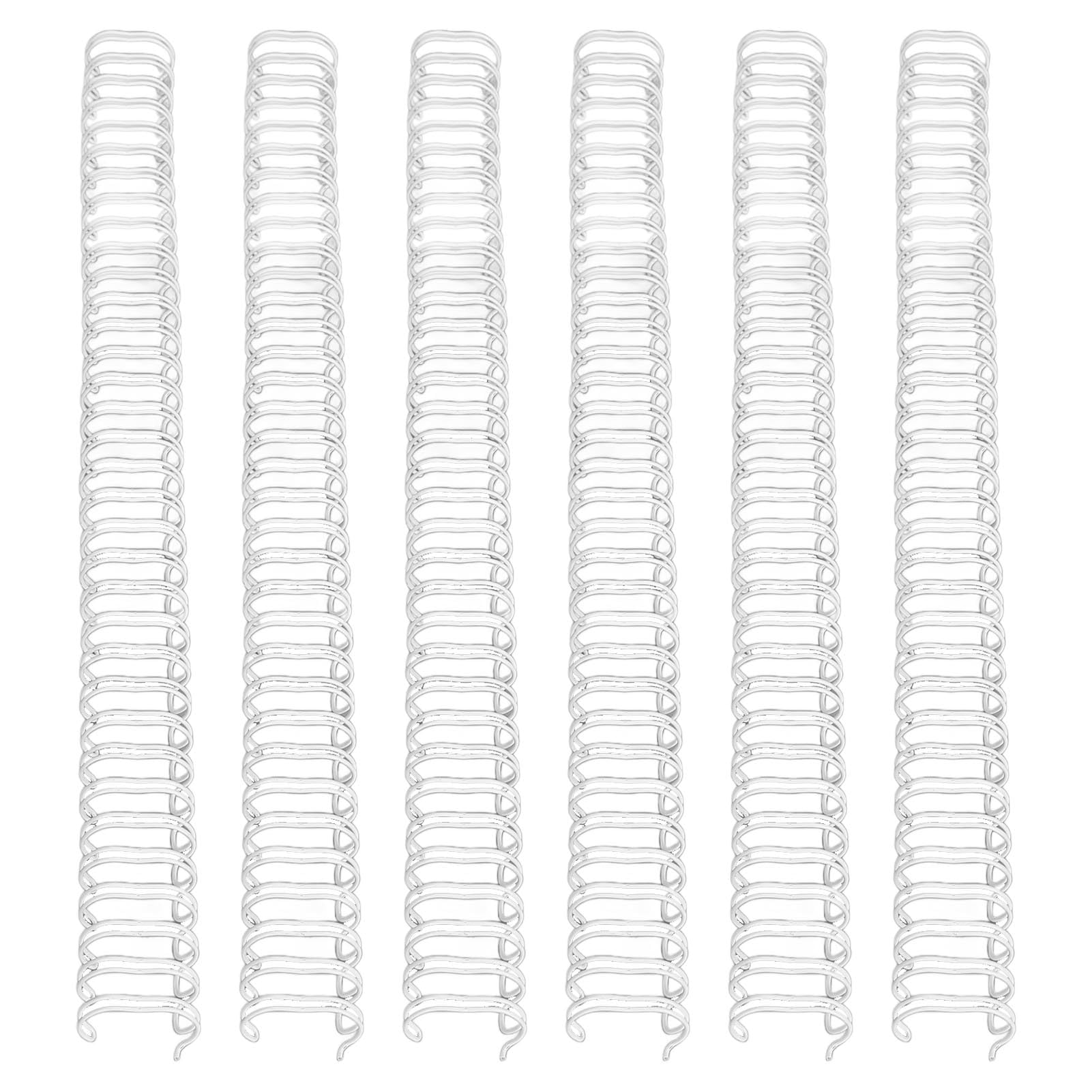 50 Piezas Alambre de Encuadernación Doble Bucle 34 Bucles 19mm Capacidad 180 Hojas Paso 3:1 Kit Blanco para Maquinas de Encuadernación