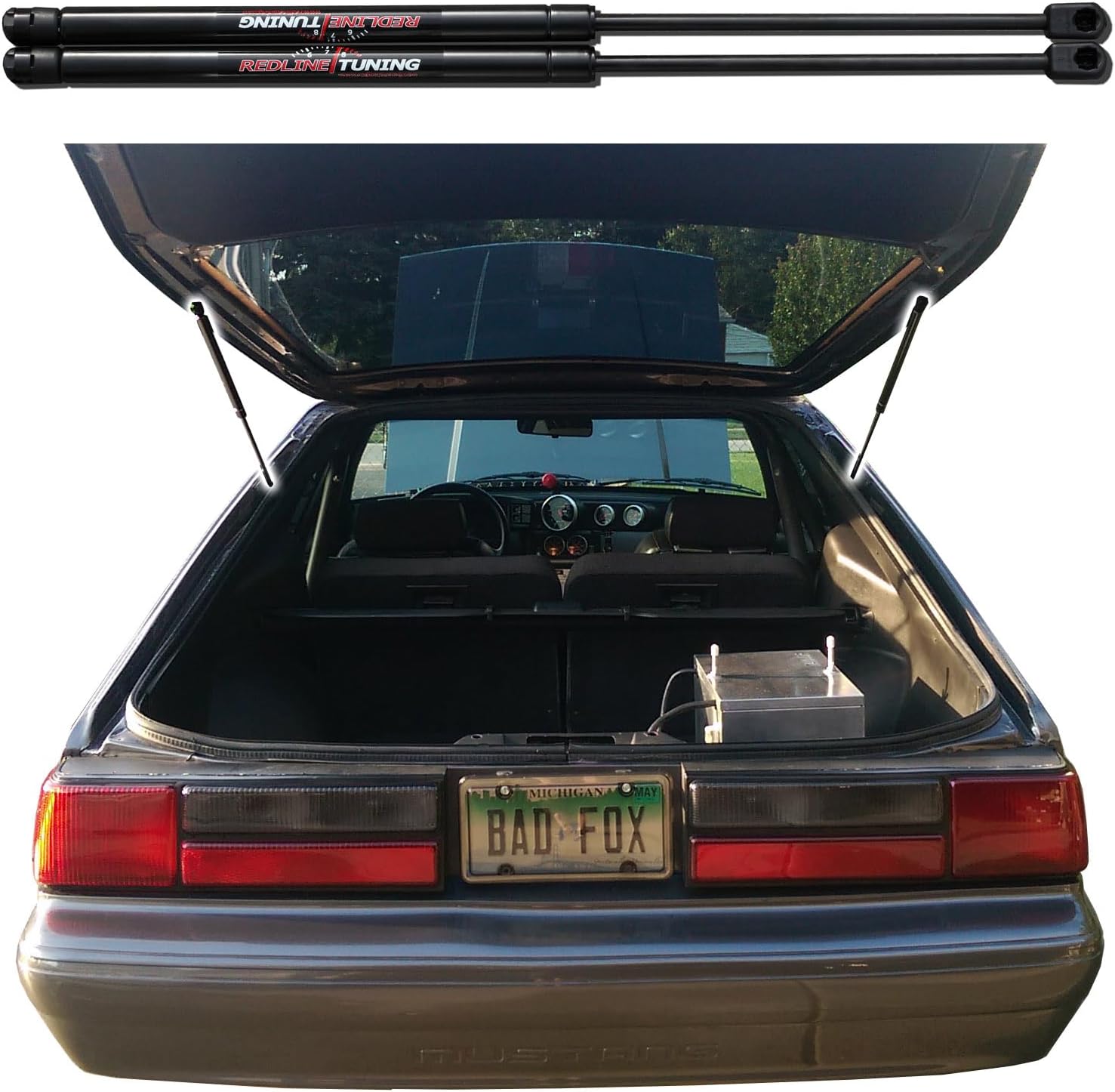 Redline Tuning 21-11013-02 Hatch Struts Support Shocks (Black) Replacement for Ford Mustang Hatch 1979-1993
