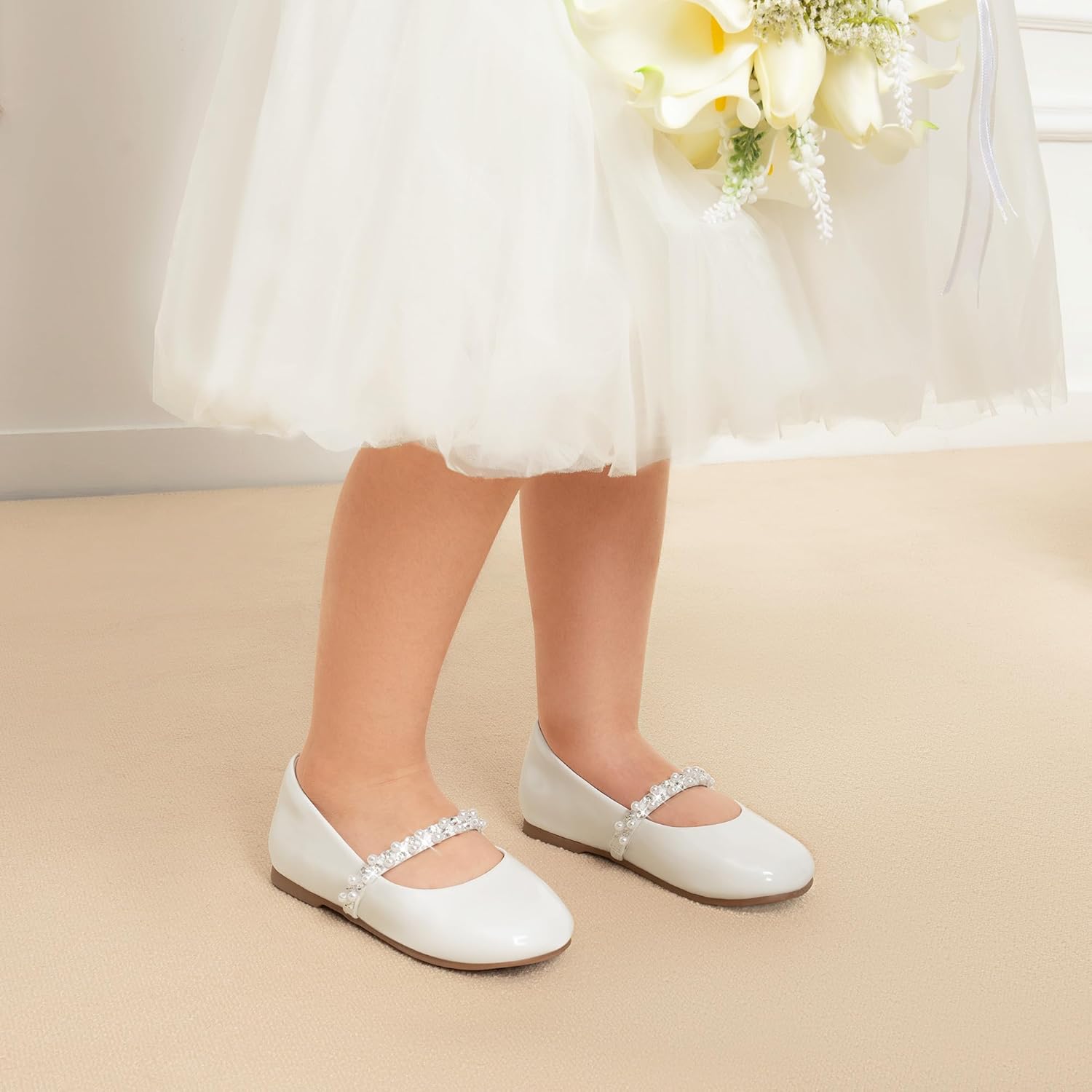 DREAM PAIRS Girls Mary Jane Dress Shoes Ballerina Flats for Wedding, Party (Toddler/Little Kid/Big Kid) - Image 3