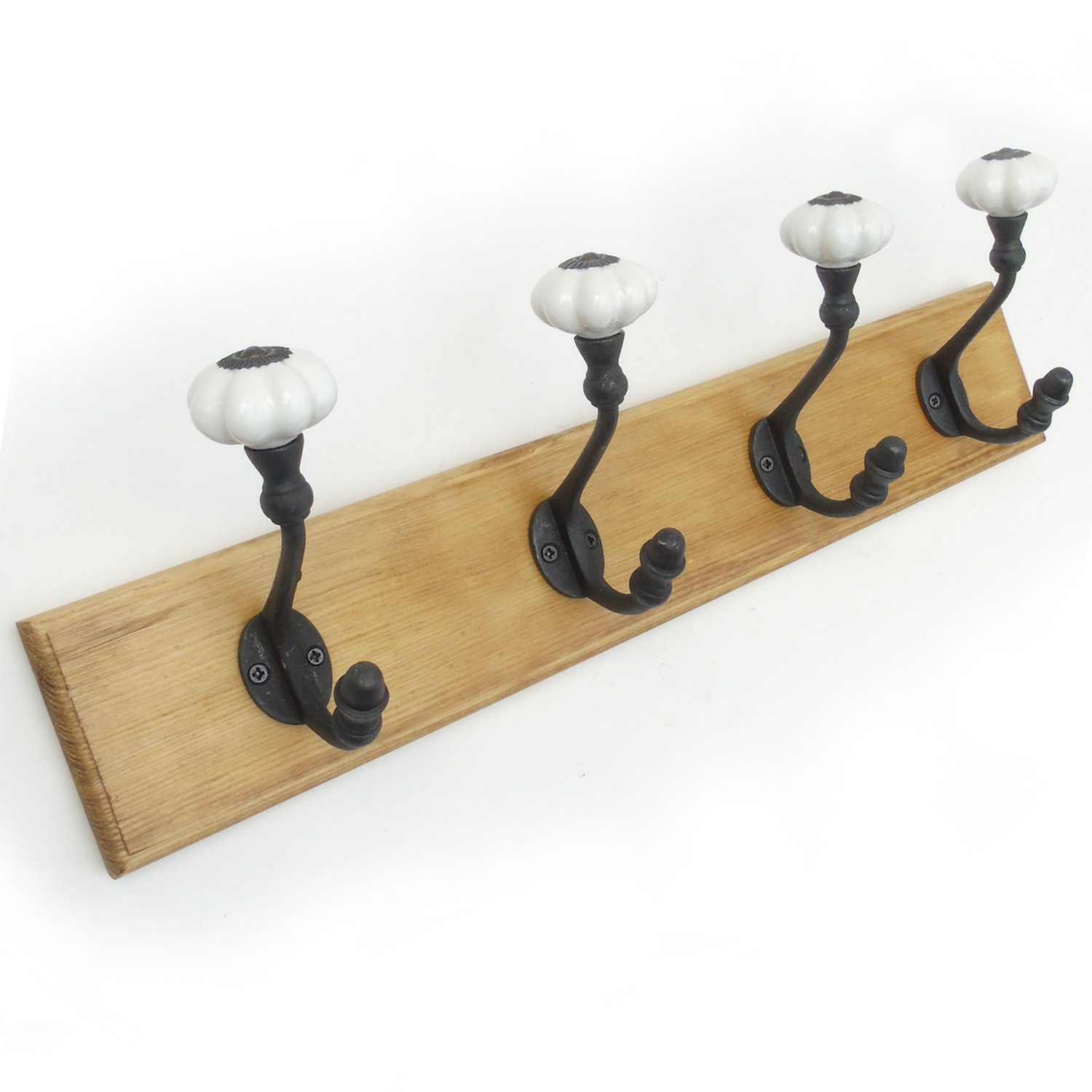 Jones & Grey Grey Jones & Coat Rack Wall Or Door Mounted 4 Cast Iron Ceramic Hooks Hangers