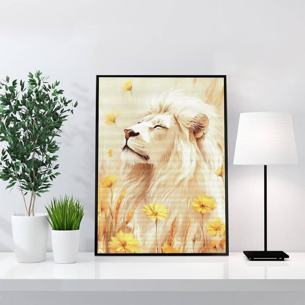 Diamond Painting Kit Completo, Diamond Painting Leone, 5D Quadrato Pittura Diamante Kit Manualidades Adultos DIY Diamantini Crystal Art Disegni Ricamo Punto Croce Artigianale, 90x120cm Fiori j0-765